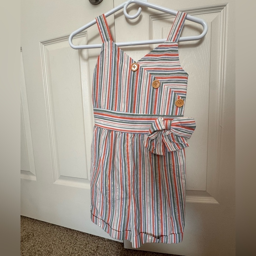 Bonnie Jean Multicolor Striped Jumpsuit with Bow
